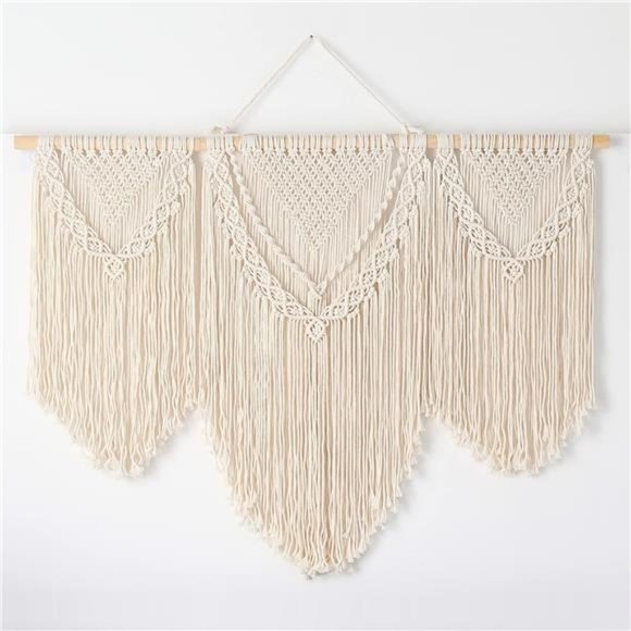 Large Macrame Wall Hanging Boho Woven Art Wide Macrame Wall Decor, 43"x32" - Picture 1 of 6